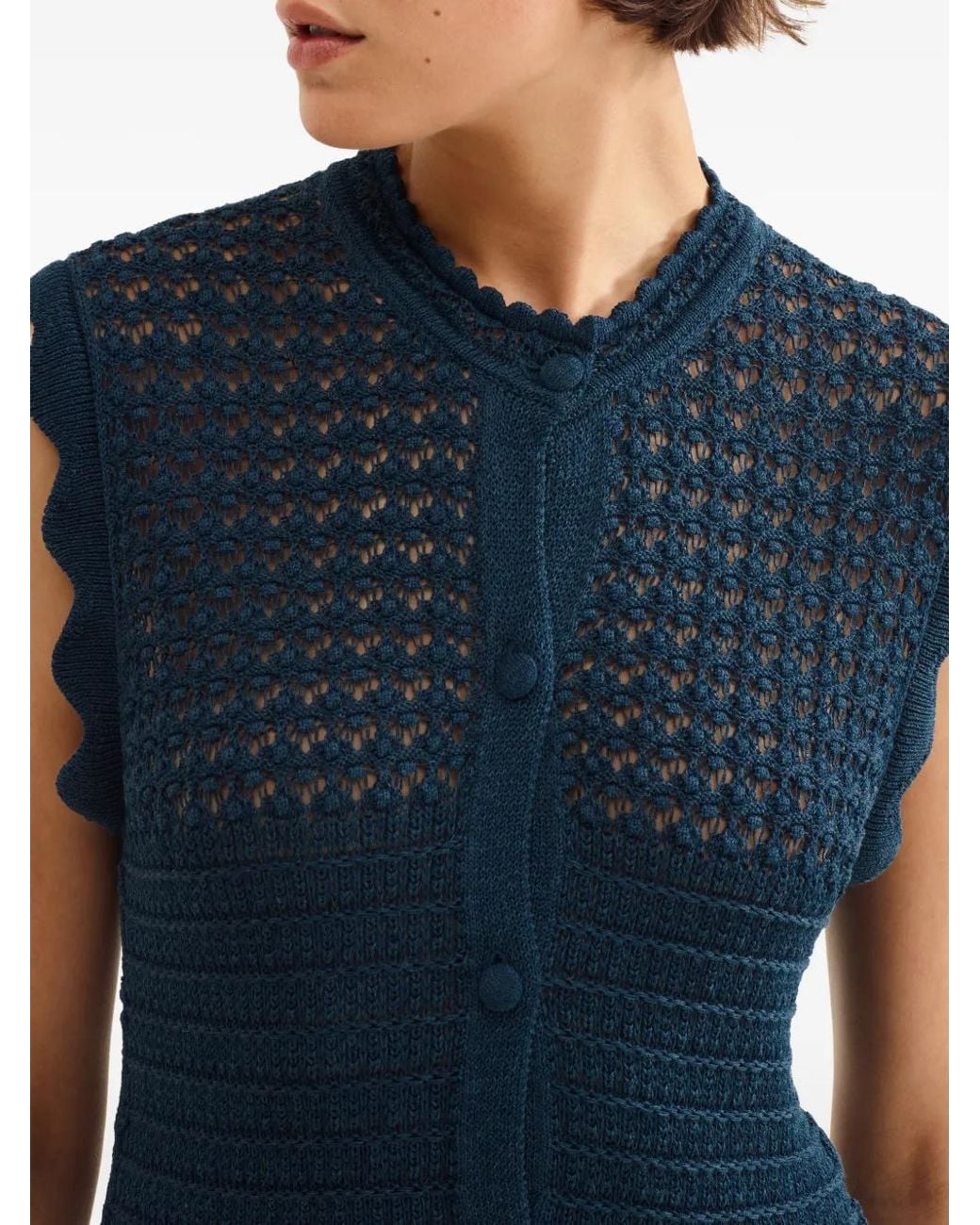 Eres Blue Aurora Crochet-Knit Top