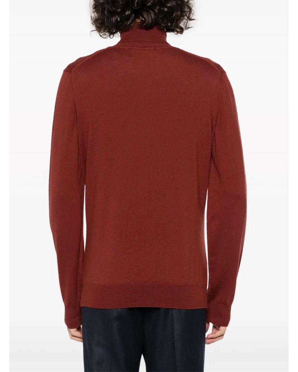 Corneliani Red Embossed-Knit Virgin-Wool Jumper for men