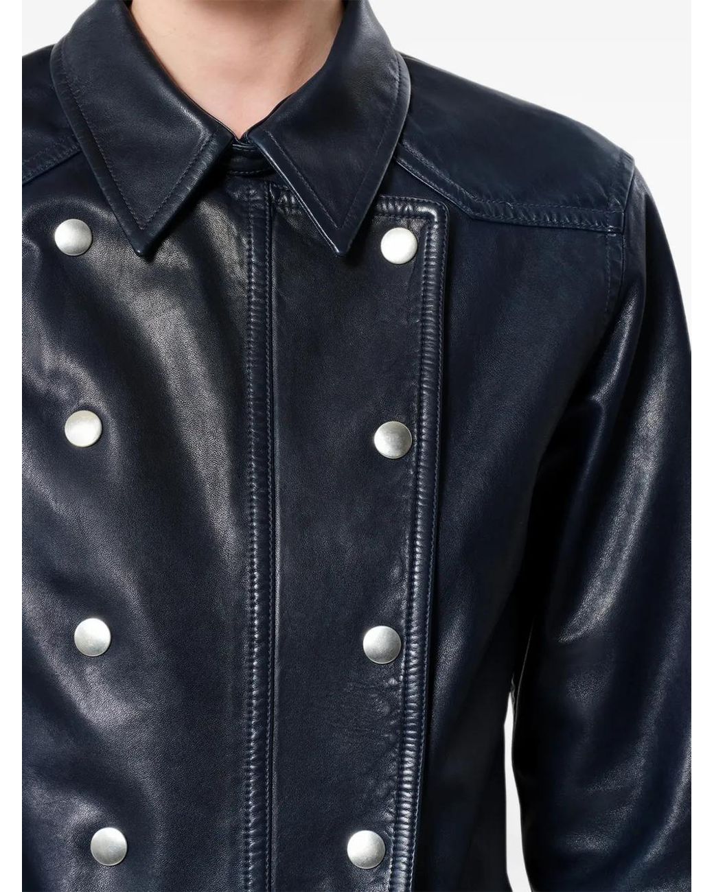 Isabel Marant Blue Valdy Leather Shirt