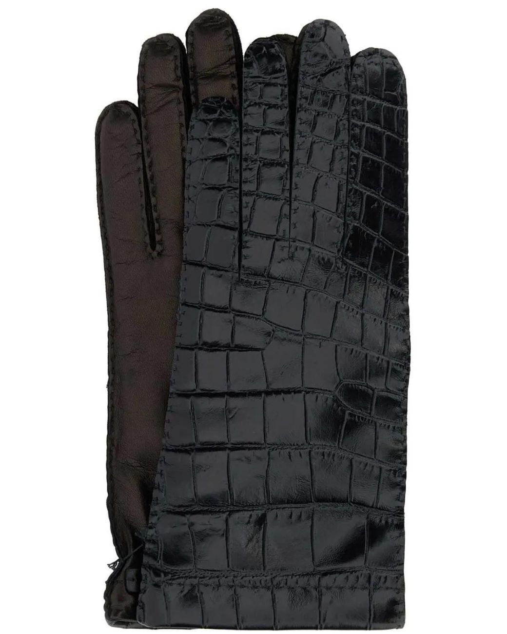 Miu Miu Black Crocodile-Embossed Gloves