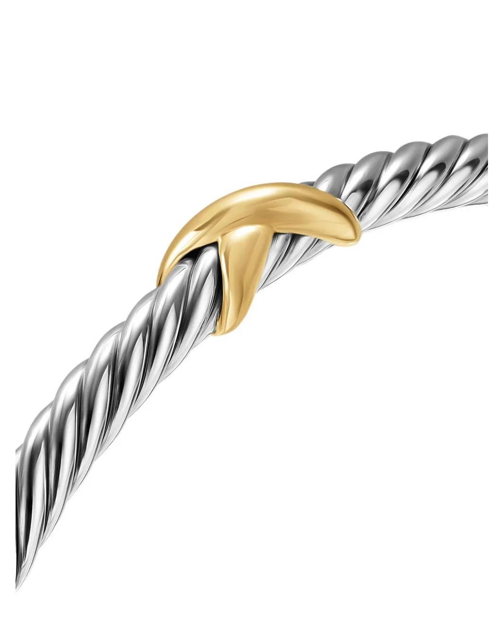 David Yurman White 14K And Sterling Cable Flex X Station Bangle