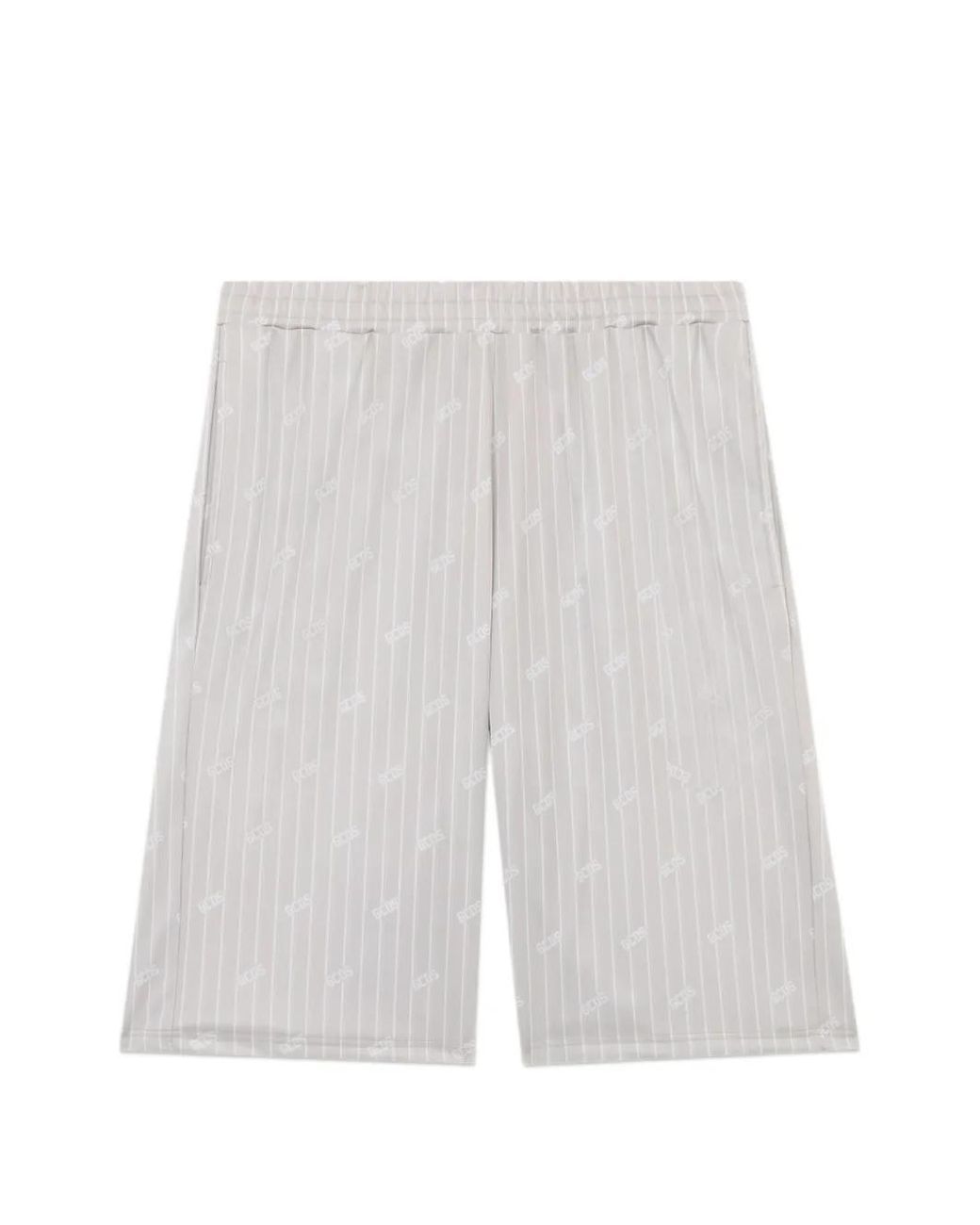 Gcds White Pinstripe Logo Shorts for men
