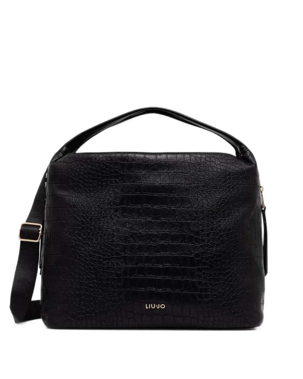Liu Jo Black Large Croc-Effect Tote Bag
