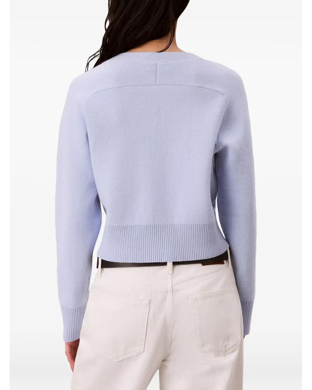 Calvin Klein Blue Logo-Patch V-Neck Cardigan