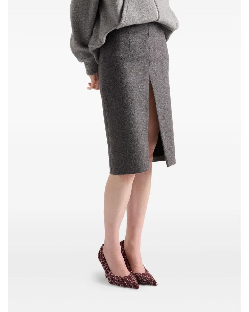 Prada Gray Loden Pencil Skirt