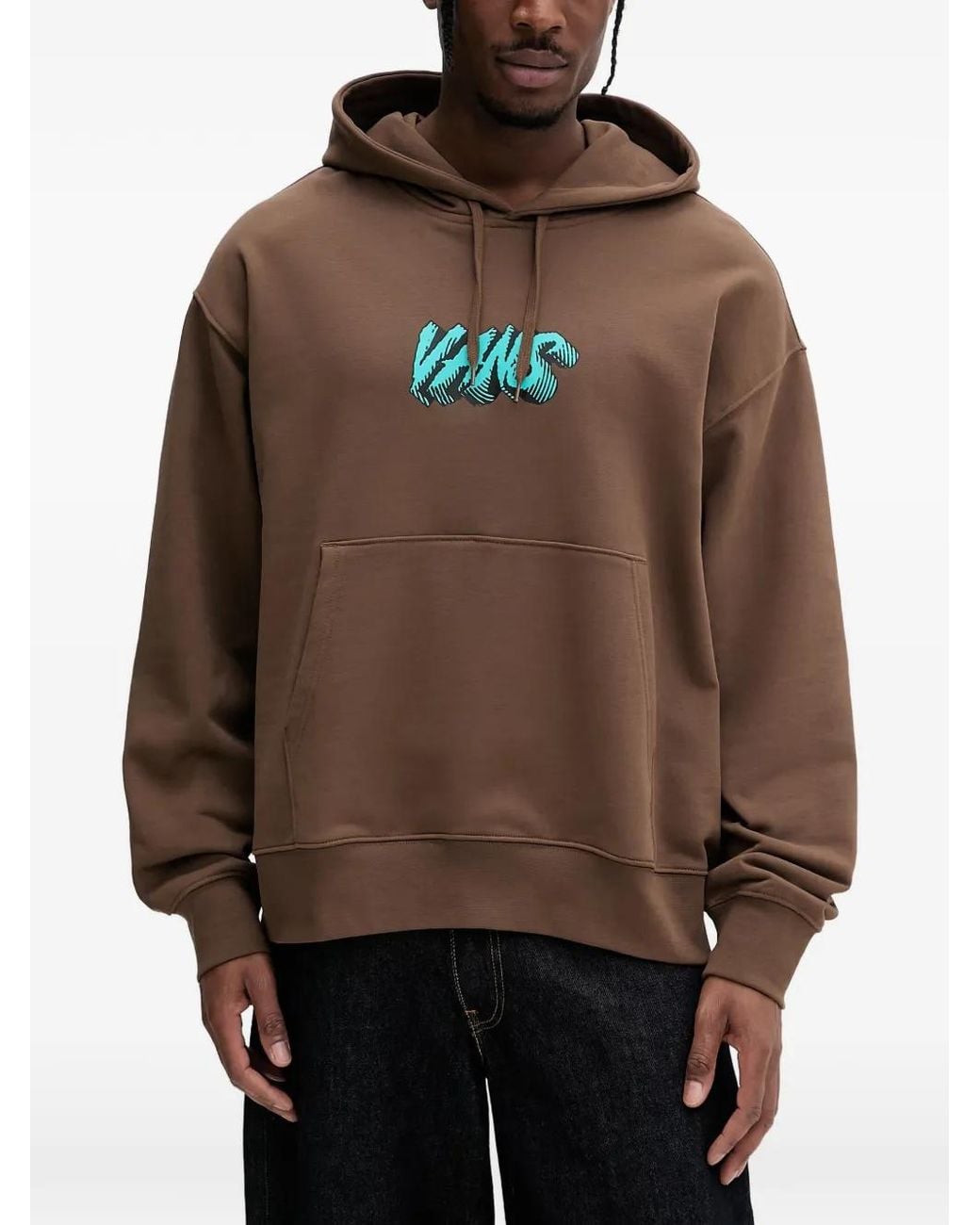 Vans Brown Logo-Print Drawstring Hoodie for men