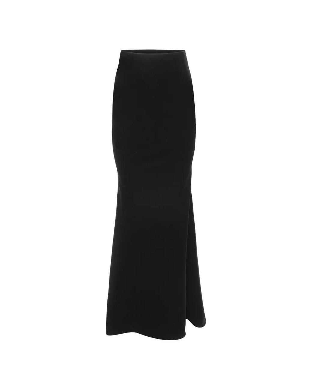 Carolina Herrera Black Stretch-Velvet Fitted Trumpet Maxi Skirt