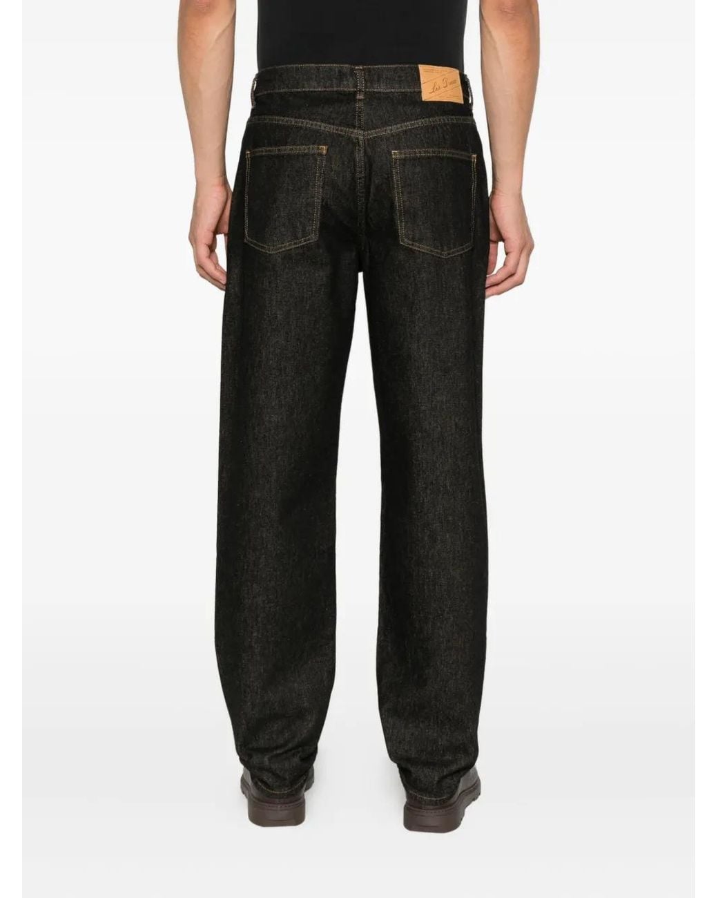 Les Deux Black Topstitch Straight-Leg Trousers for men