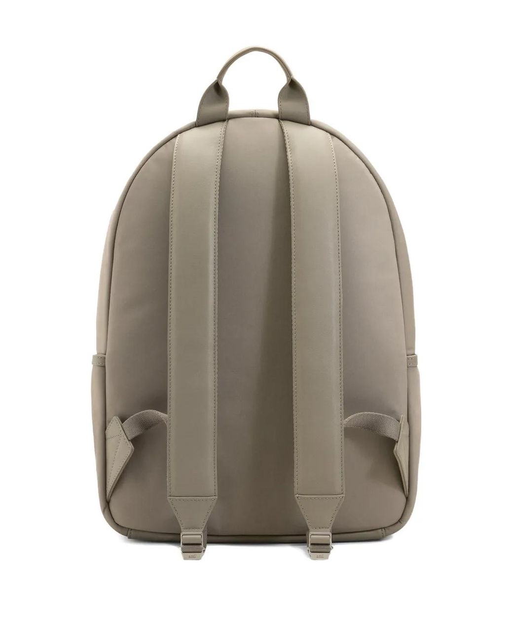 AMI Gray Marcel Padded Logo-Patch Backpack
