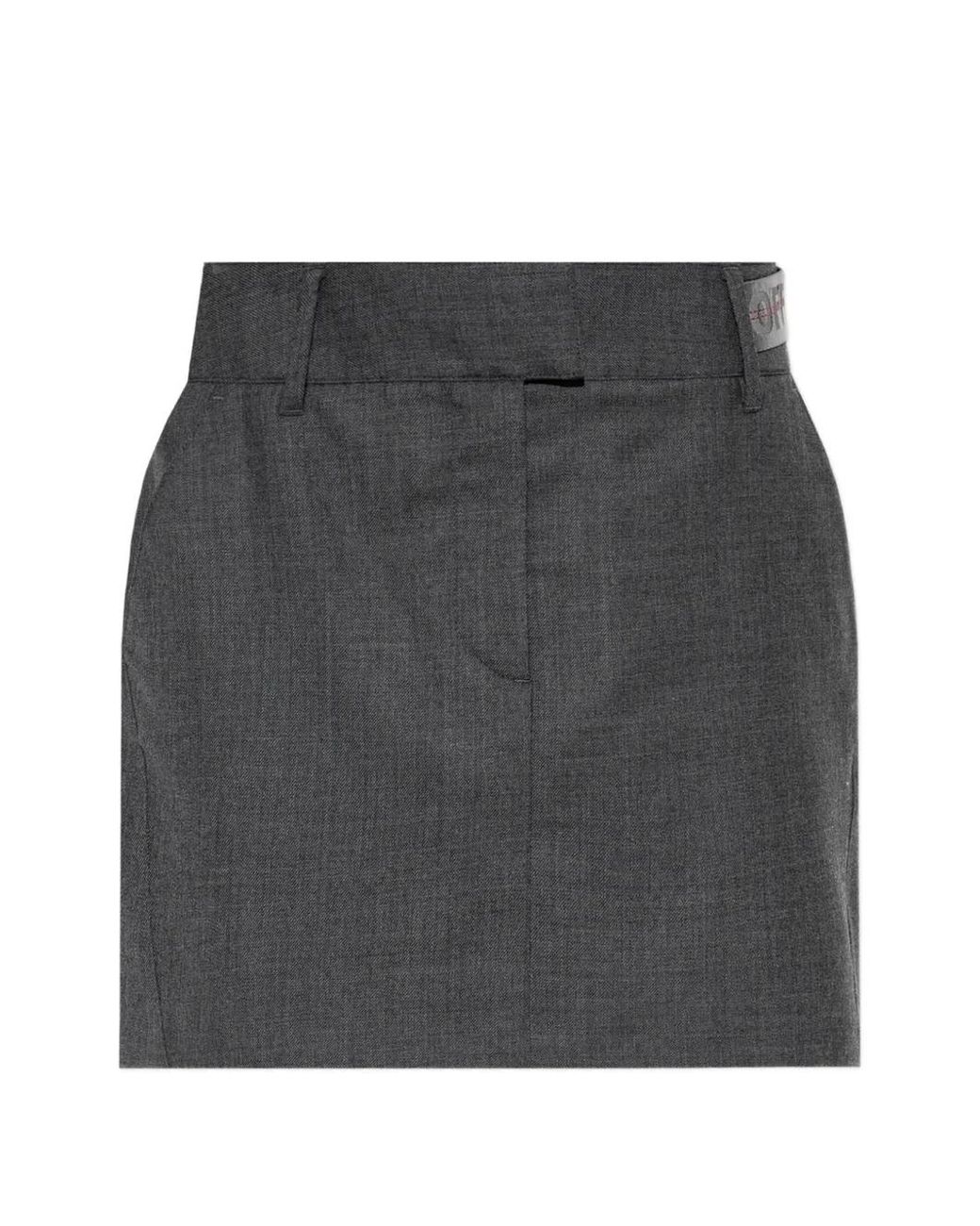 Off-White c/o Virgil Abloh Gray Industrial Logo-Patch Pleated Mini Skirt