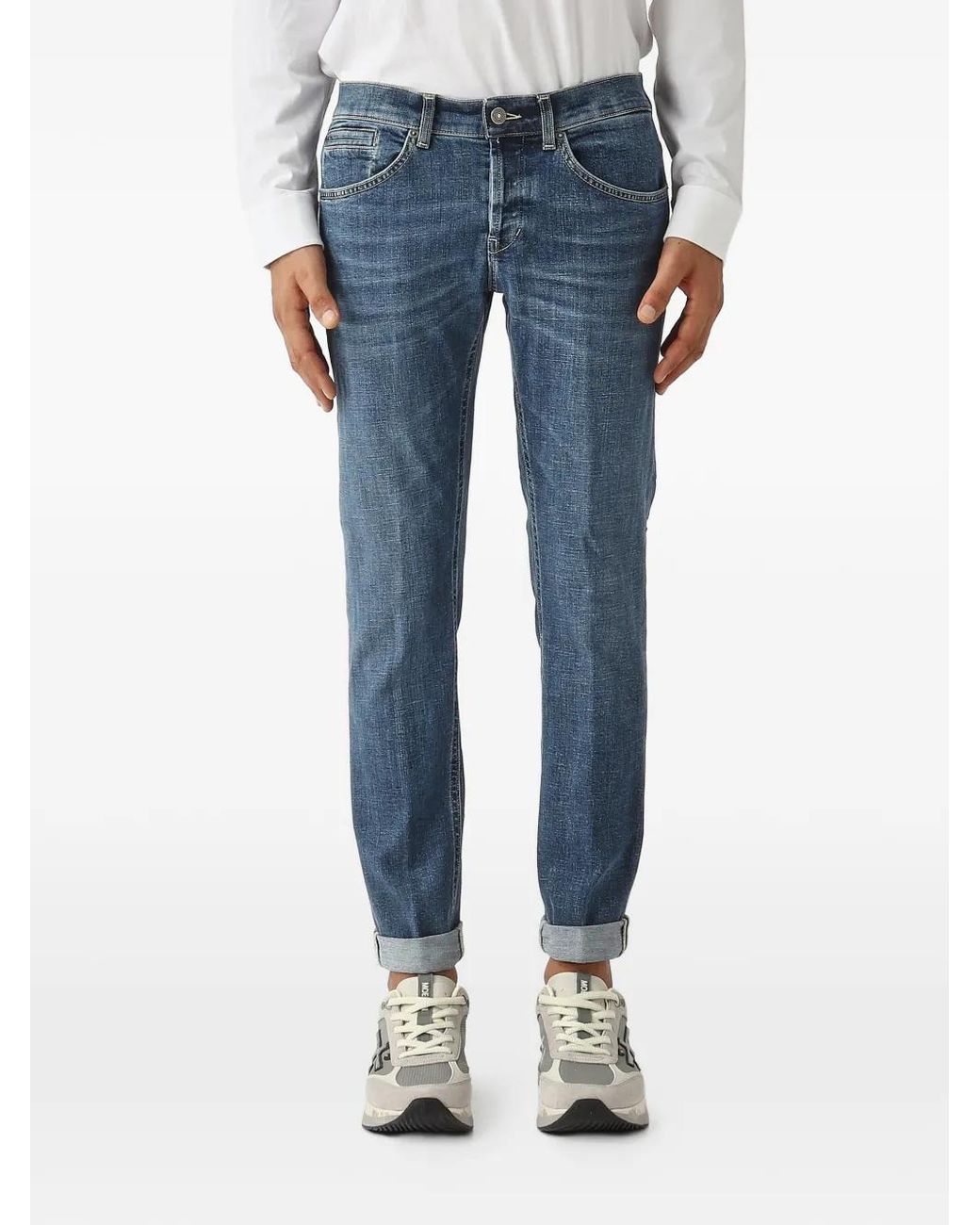Dondup Blue Cotton Trousers for men