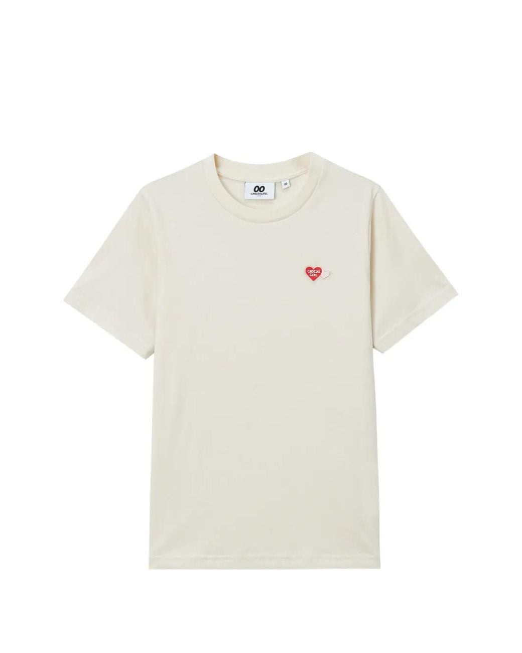 Chocoolate White Embroidered-Heart T-Shirt