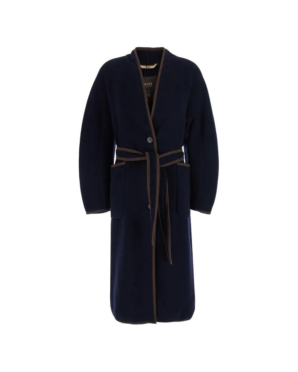 Bazar Deluxe Blue Embroidered Belted Coat
