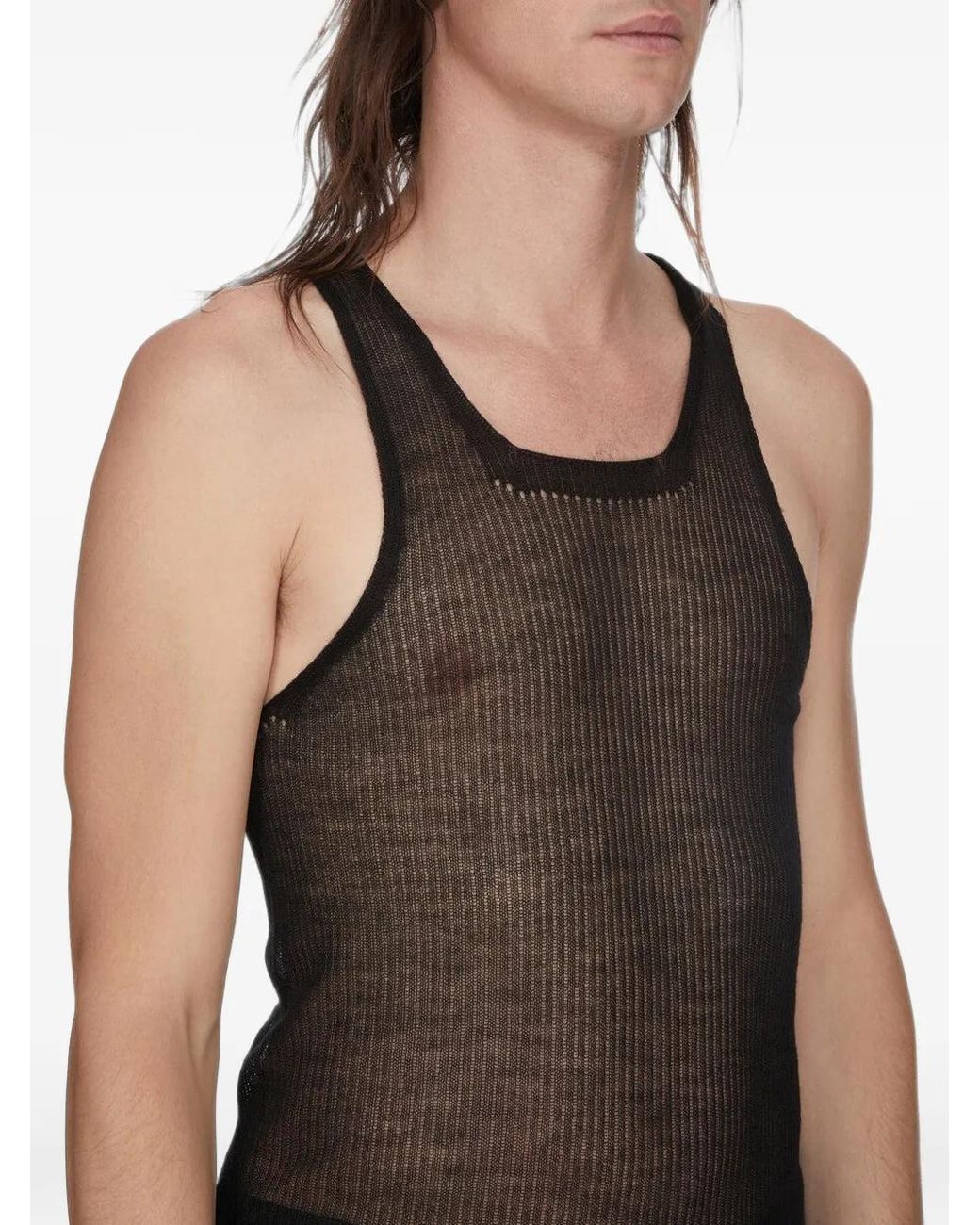 Rick Owens Black Ribbed Top for men