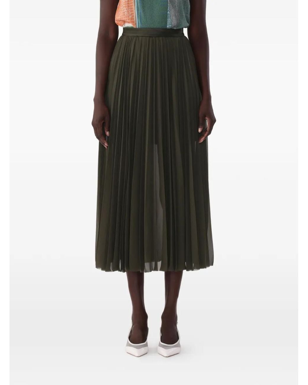Jason Wu Black Chiffon Pleated Midi Skirt