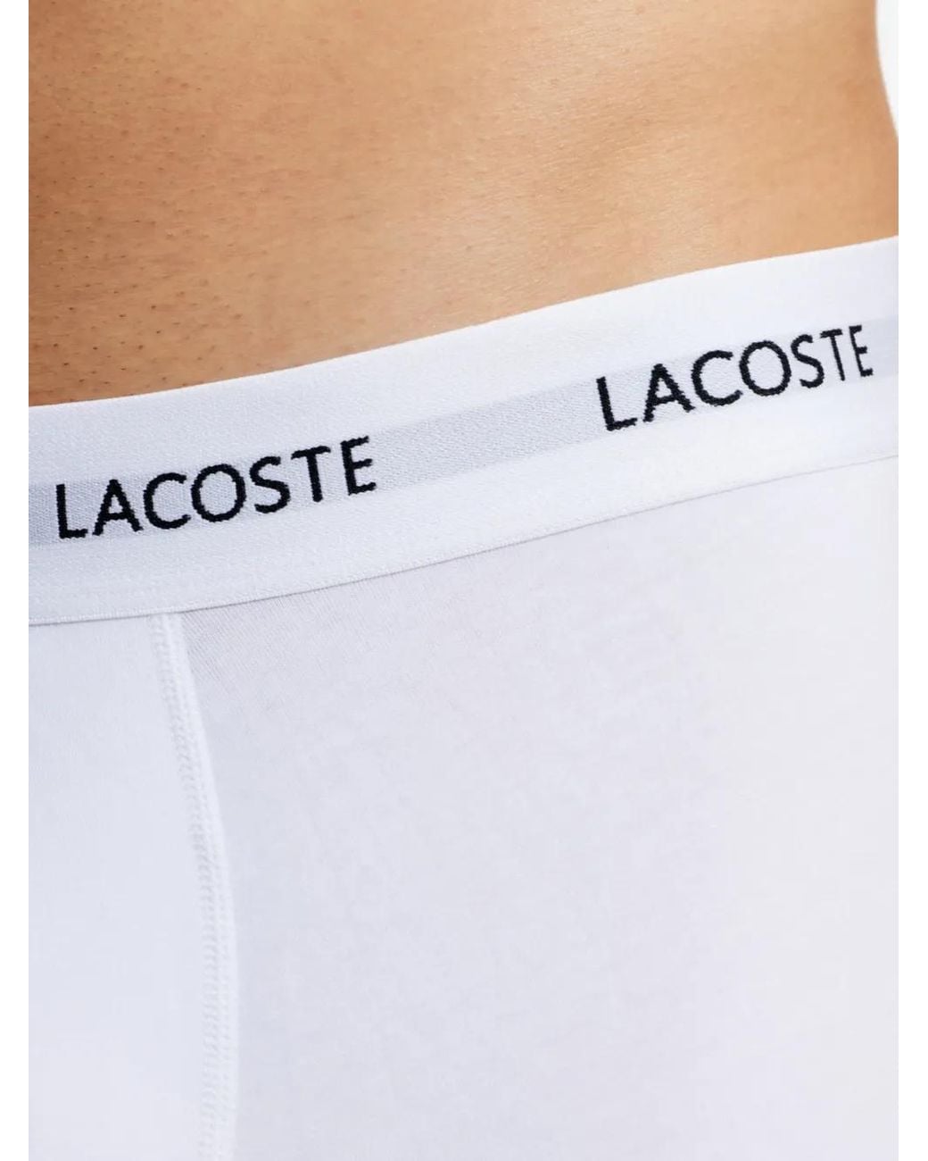 Lacoste White Logo-Waistband Boxer Briefs (Set Of Three) for men