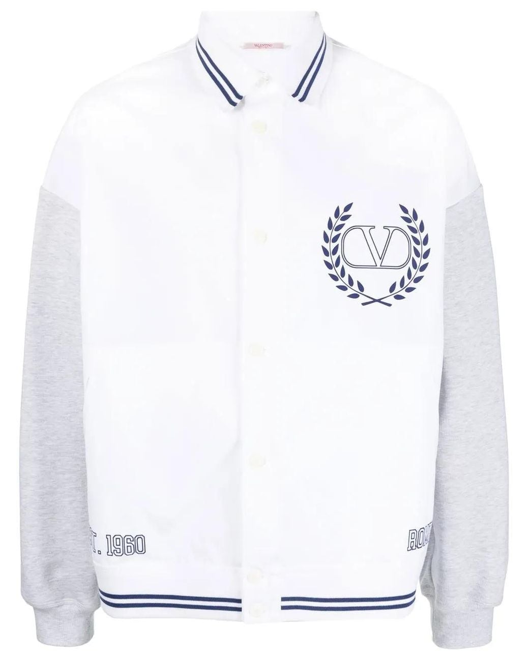 Valentino Garavani White Vlogo Bomber Jacket for men