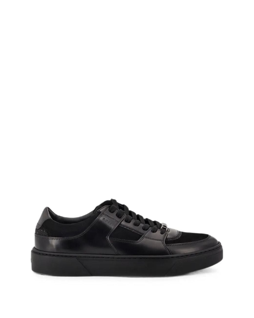 Boss Black Rhinestone-Embellished Leather Sneakers for men