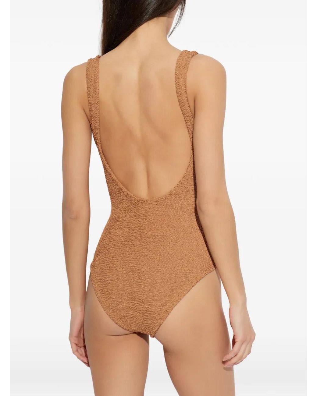 Hunza G Brown Maillot De Bain À Encolure Carrée