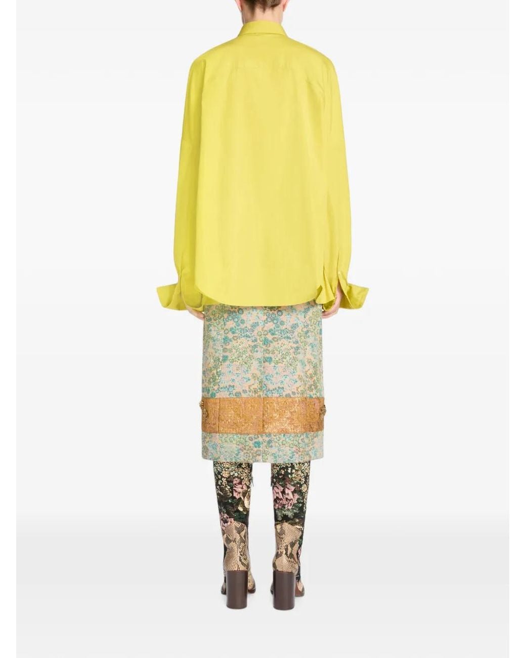 Dries Van Noten Yellow Cotton Cocoon Shirt