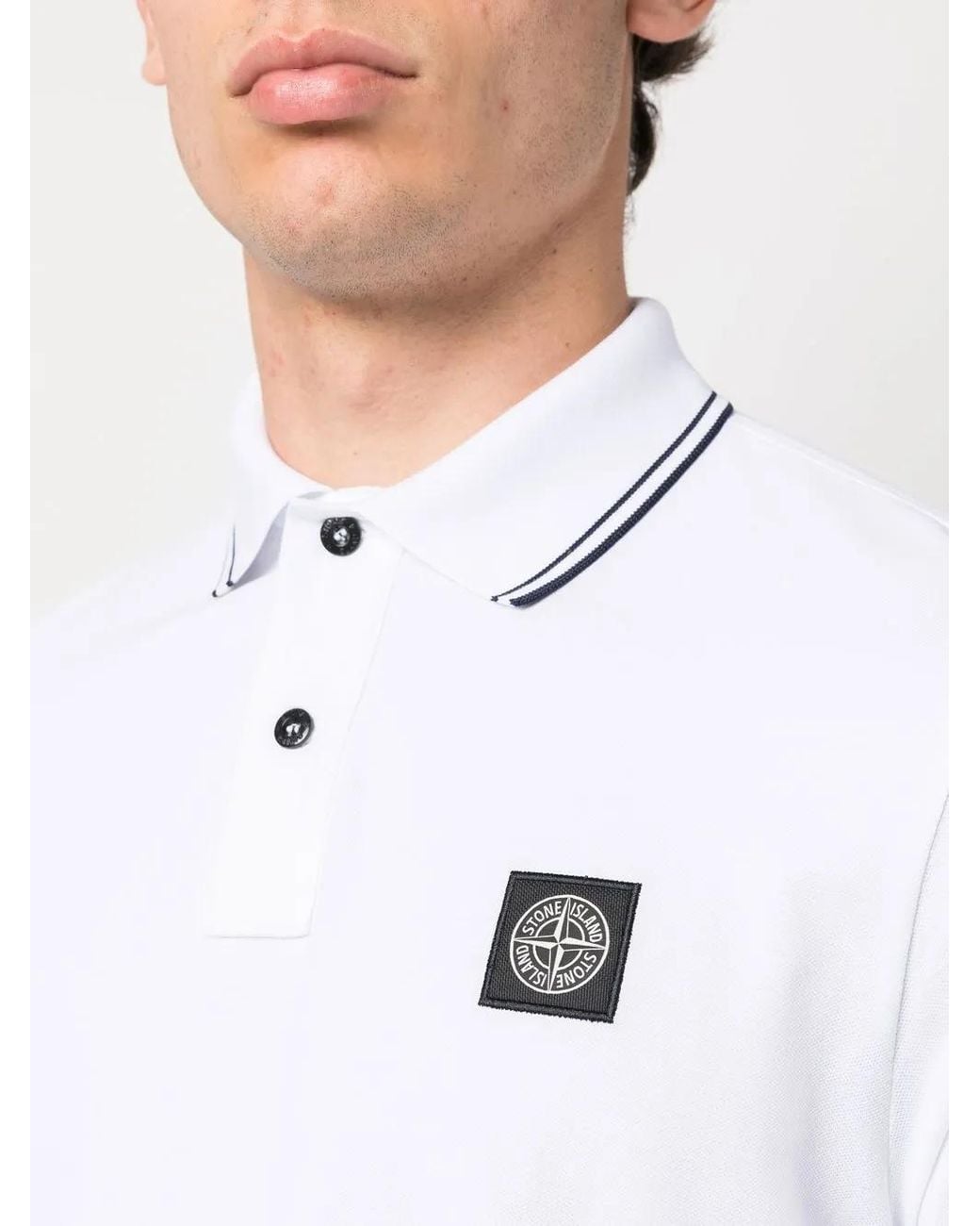 Chemise 2200012 En Coton Biologique Piqué Stretch Stone Island pour homme en coloris White