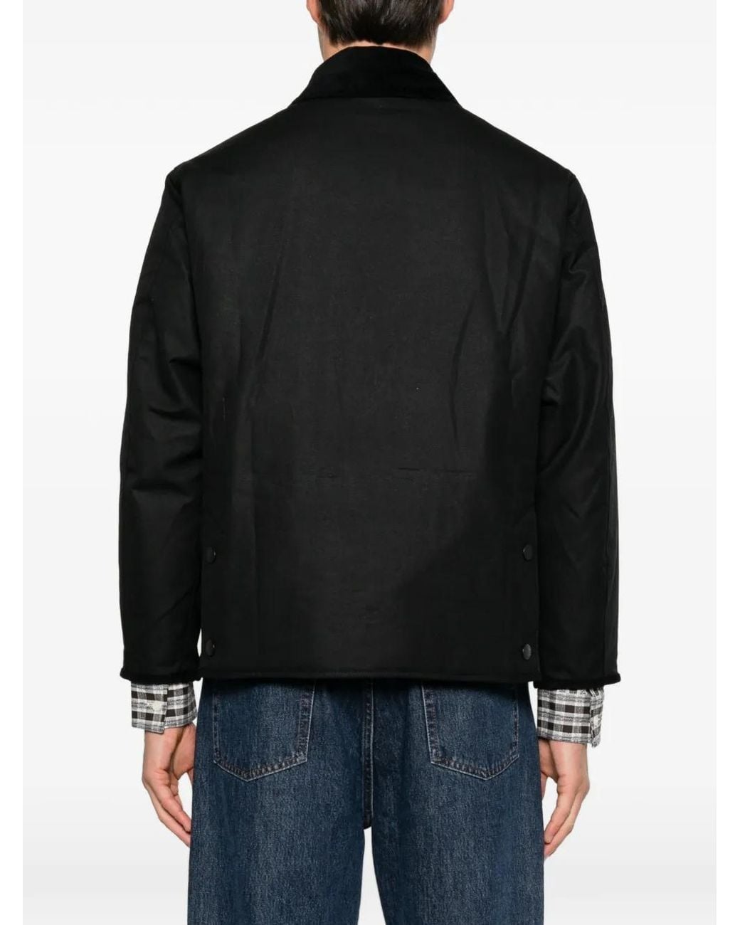 Barbour Black Liddesdale Corduroy-Collar Waxed Jacket for men