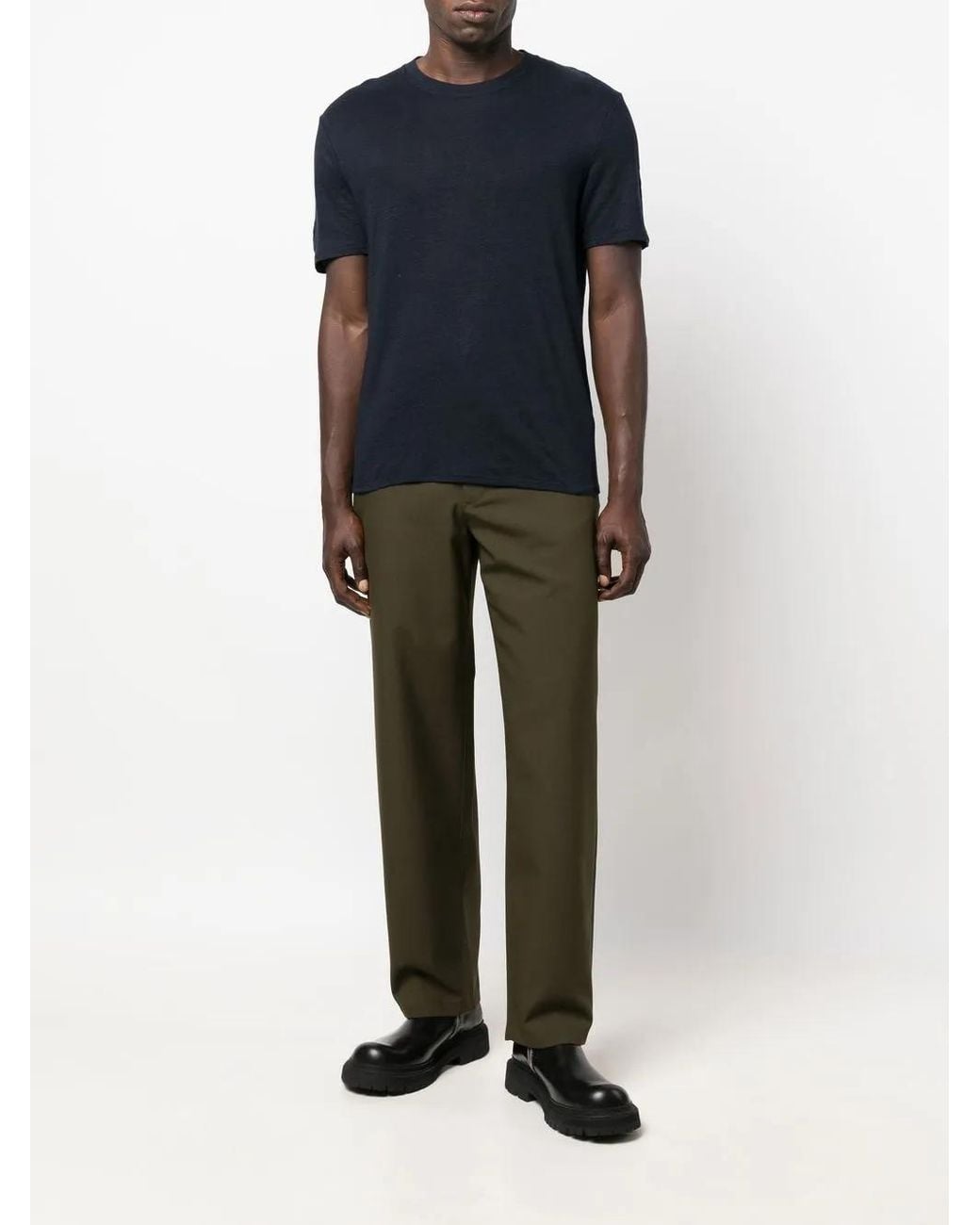 Sandro Blue Round-Neck Linen T-Shirt for men