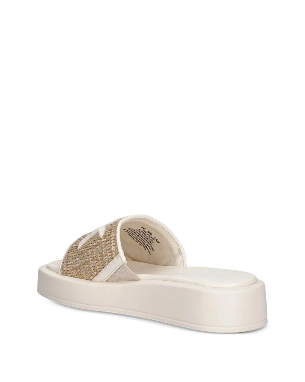 DKNY White Logo-Patch Woven Slides