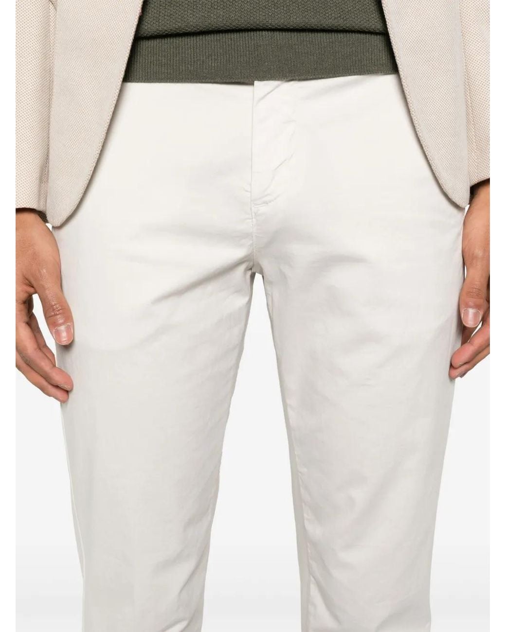 Fay White Tapered Trousers for men