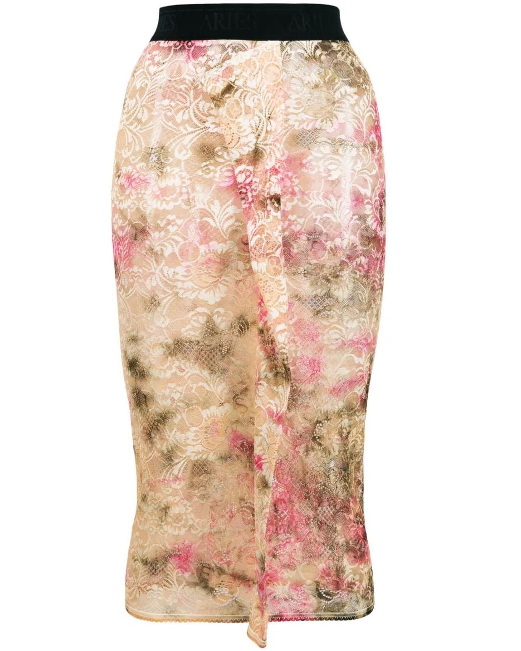 Aries Natural Lace Fin Midi Skirt
