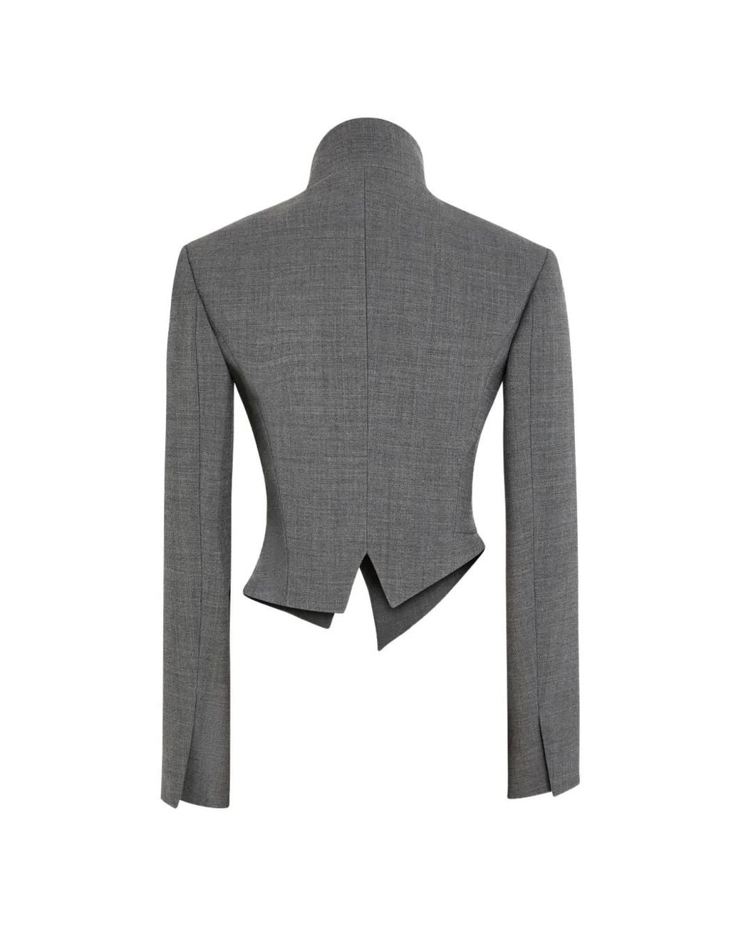A.W.A.K.E. MODE Gray Cropped Asymmetric-Hem Jacket