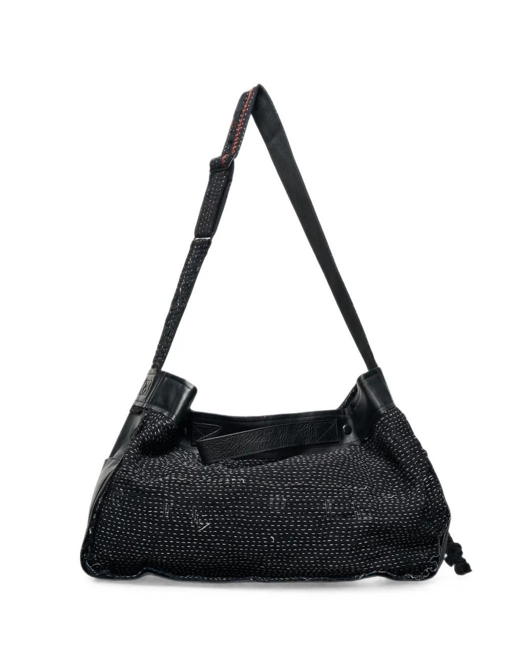 Y's Yohji Yamamoto Black X Faf Kantha Contrast-Stitch Shoulder Bag