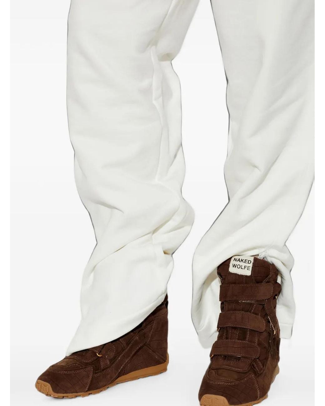 Naked Wolfe Brown Element Croc-Effect Suede Sneakers