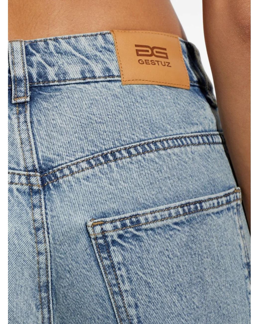 Gestuz Blue Gzmawi Acid-Wash Tapered Jeans