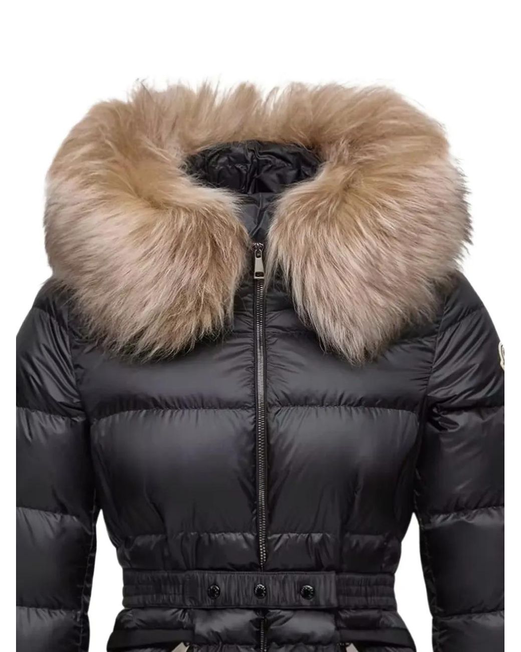 Moncler Black Boed Shearling-Trim Puffer Jacket