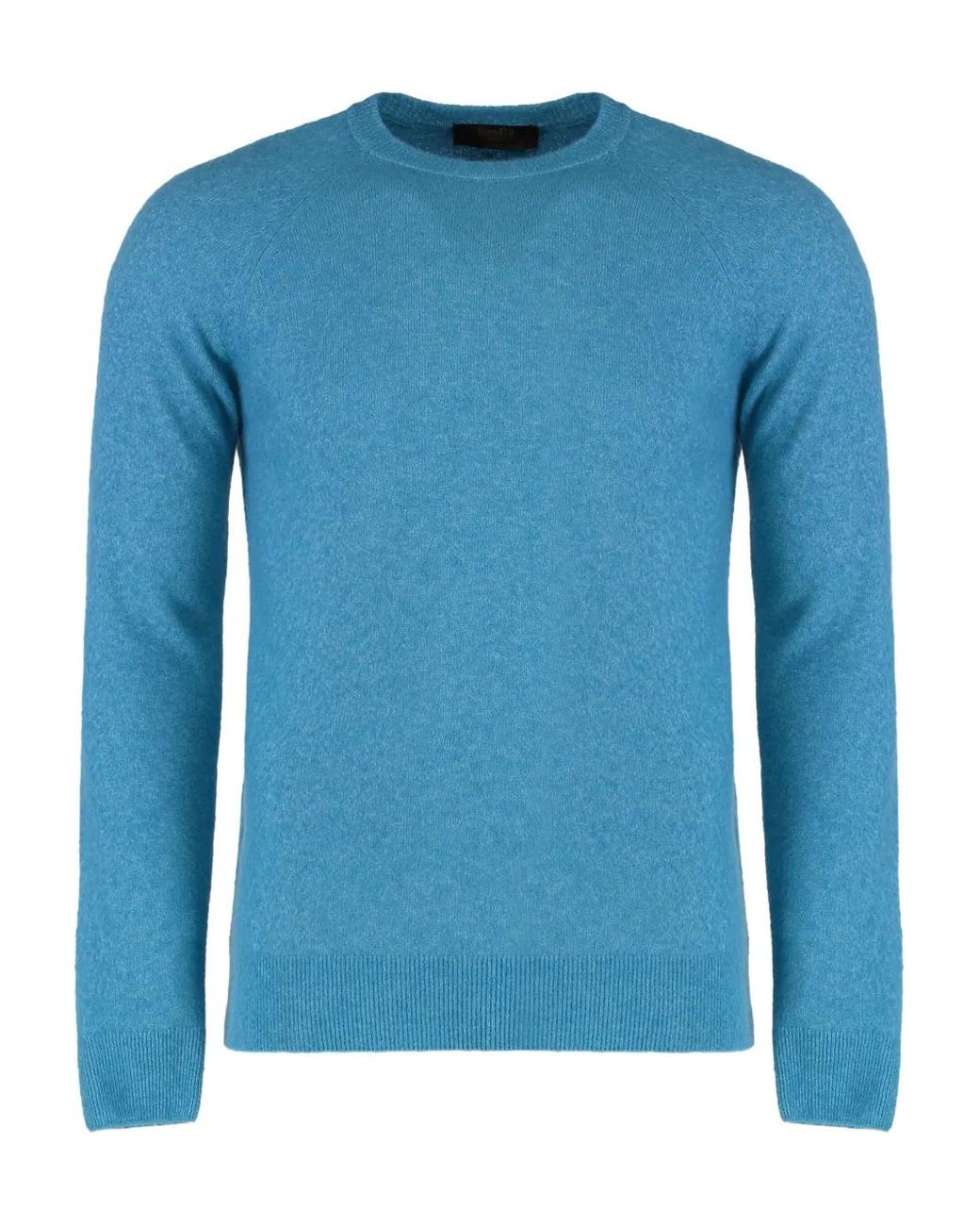 Moorer Blue Ribbed Crew-Neck Sweater for men