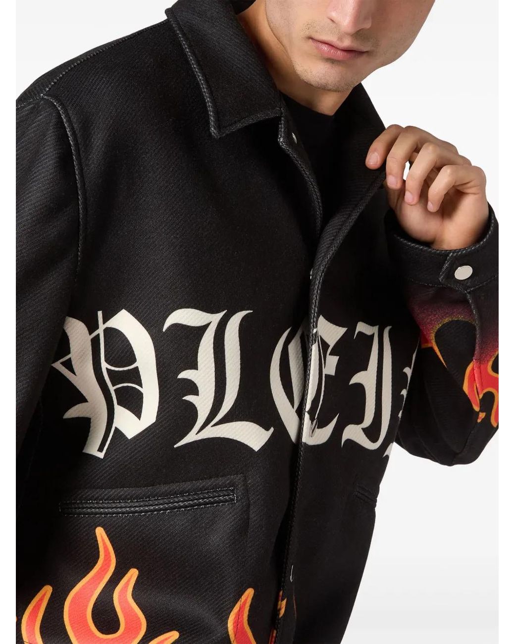 Chaqueta Bomber Con Llamas Estampadas Philipp Plein de hombre de color Black