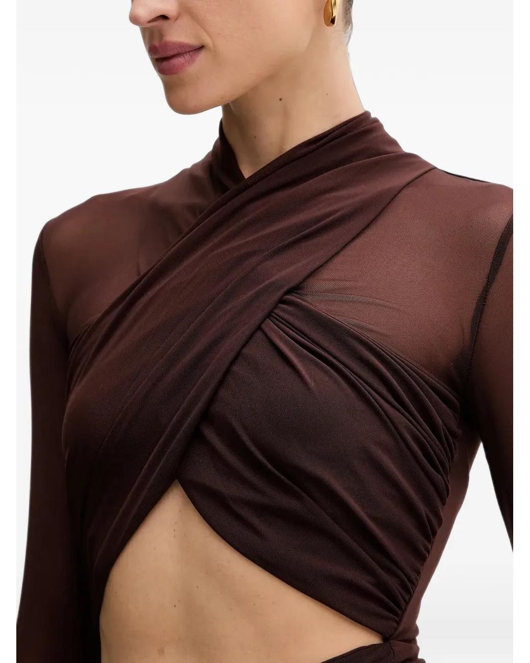 Bardot Brown Aliyah Cut-Out Bodysuit