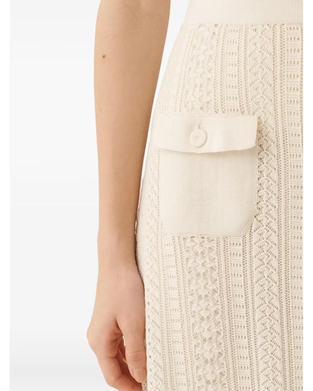 Fabiana Filippi White Button Patch-Pocket Skirt