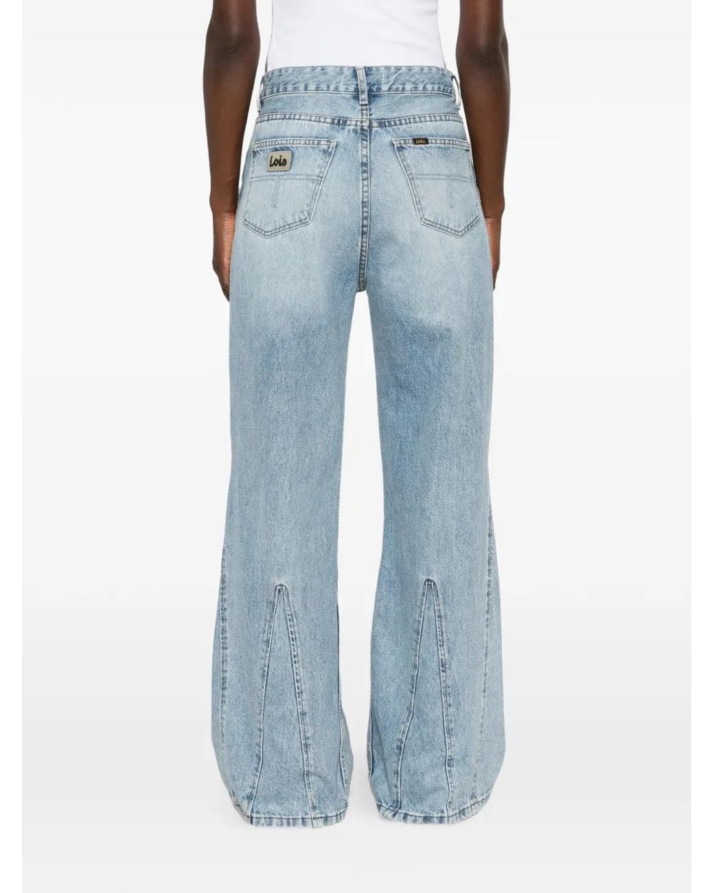 Lois Blue Seam-Detail Flared Jeans