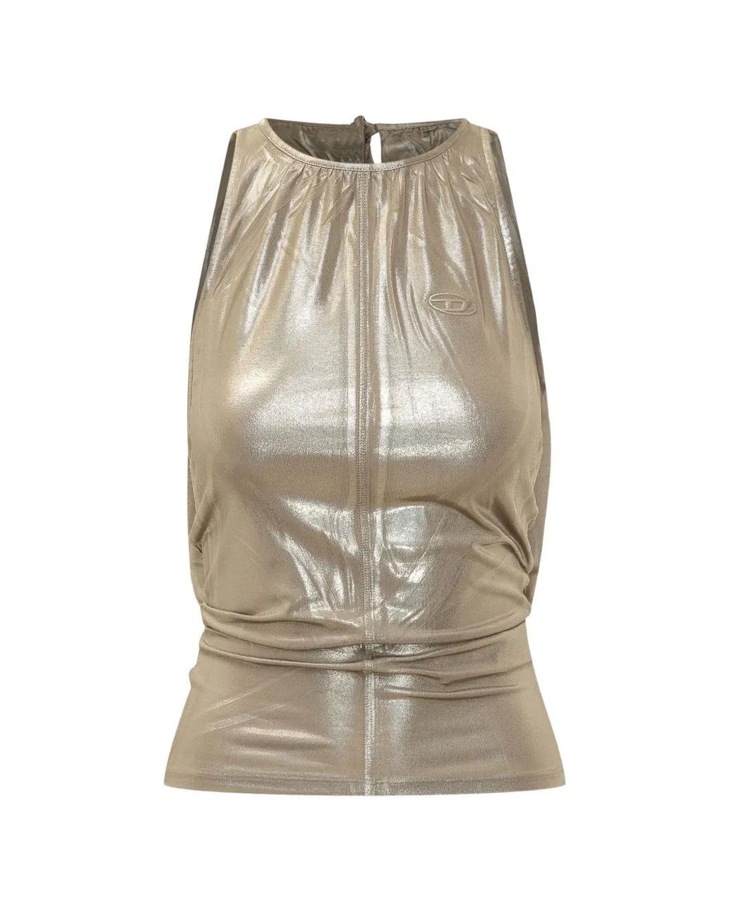 DIESEL Natural Dyvyny Metallic-Effect Ruched Top