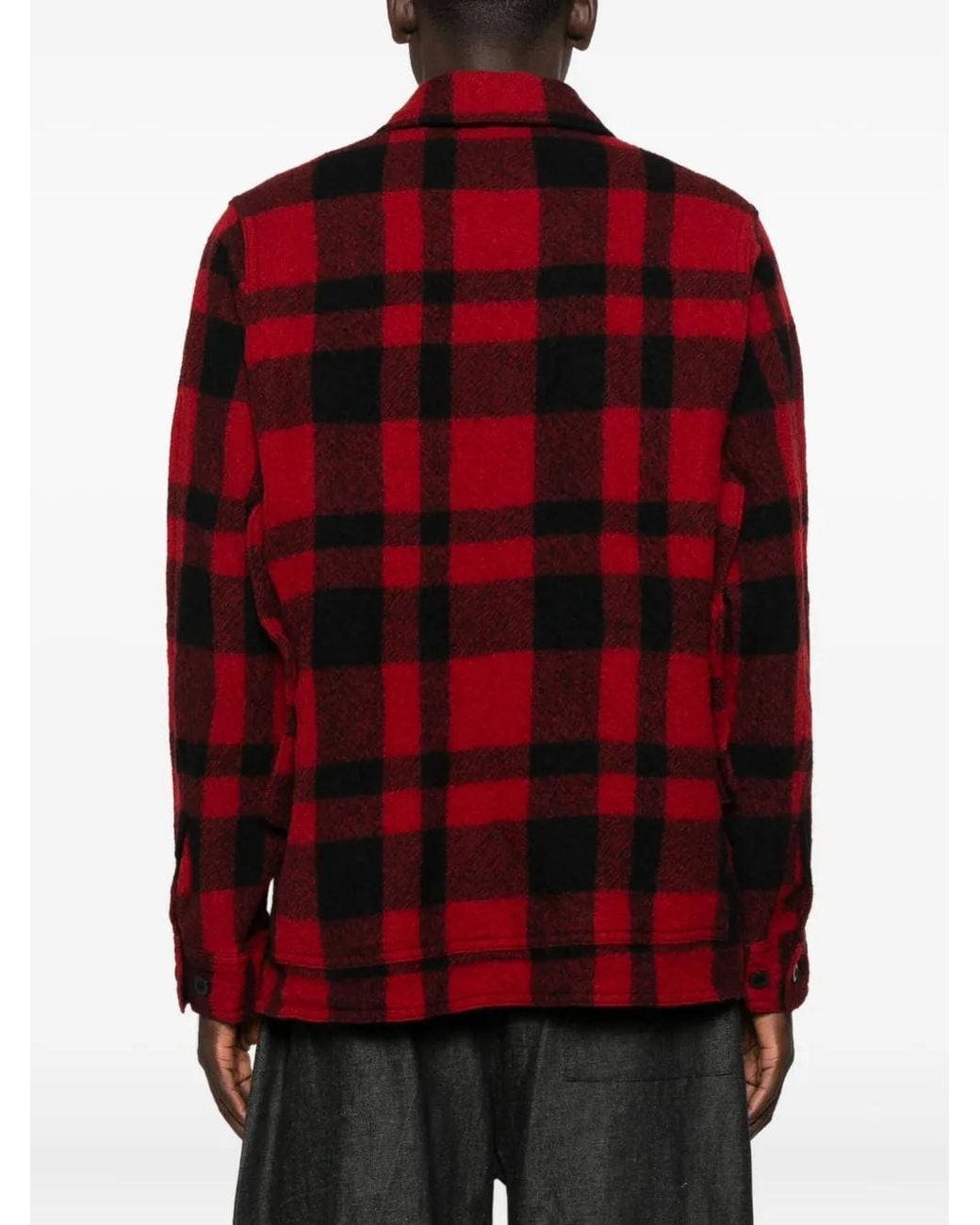 Junya Watanabe Red Check-Print Shirt Jacket for men