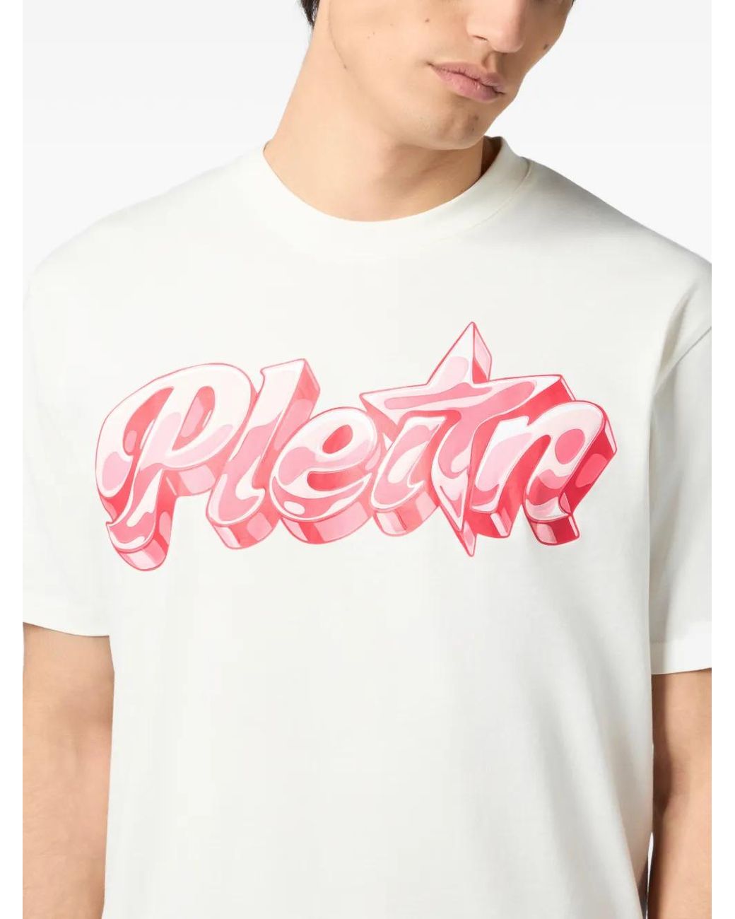 Philipp Plein White Round Neck T-Shirt Puffy Gummy Plein for men