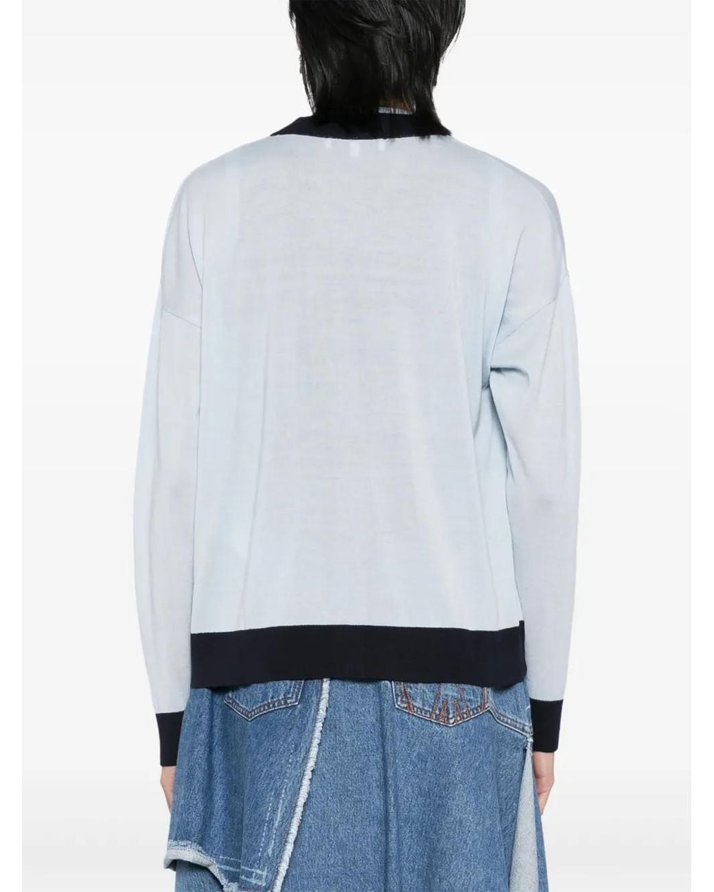 Maison Kitsuné White Wool Cardigan With Contrast Trim And Embroidered Emblem