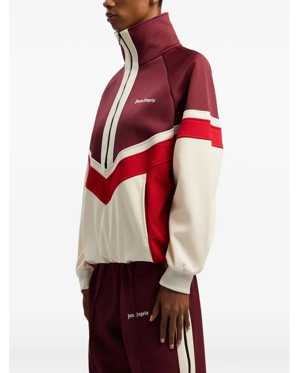 Palm Angels Red Chevron Zip Knitwear