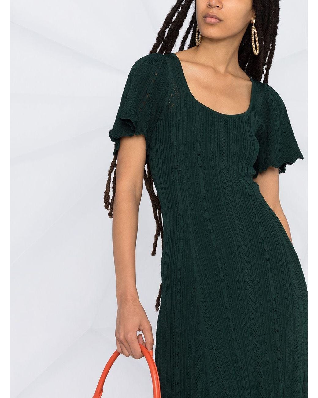 Sandro Marly Knitted Dress in Green | Lyst