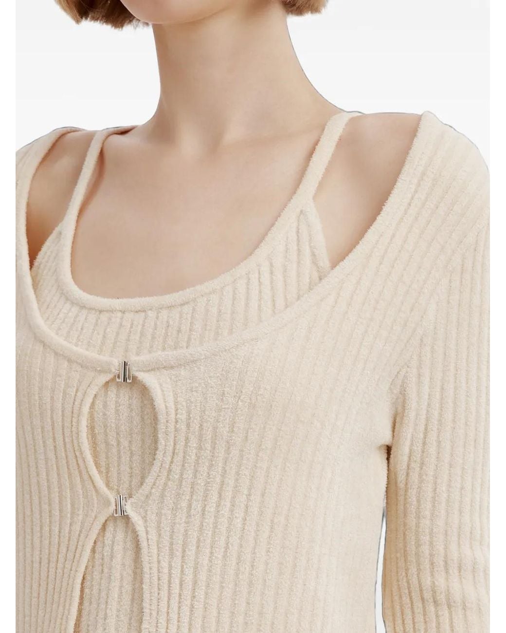 Izzue Natural Ribbed-Knit Layered-Effect Sweater