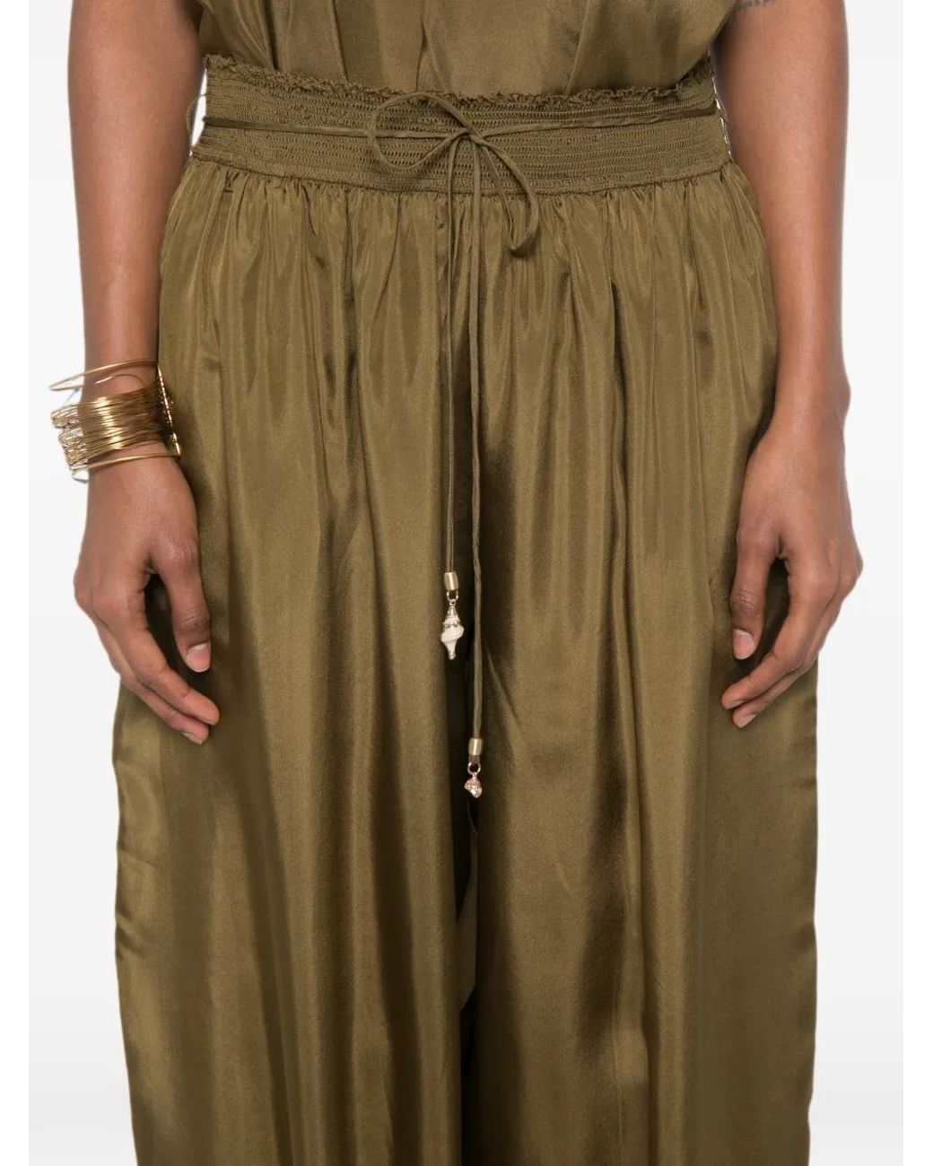 Zimmermann Green Elasticated-Cuff Tapered Trousers
