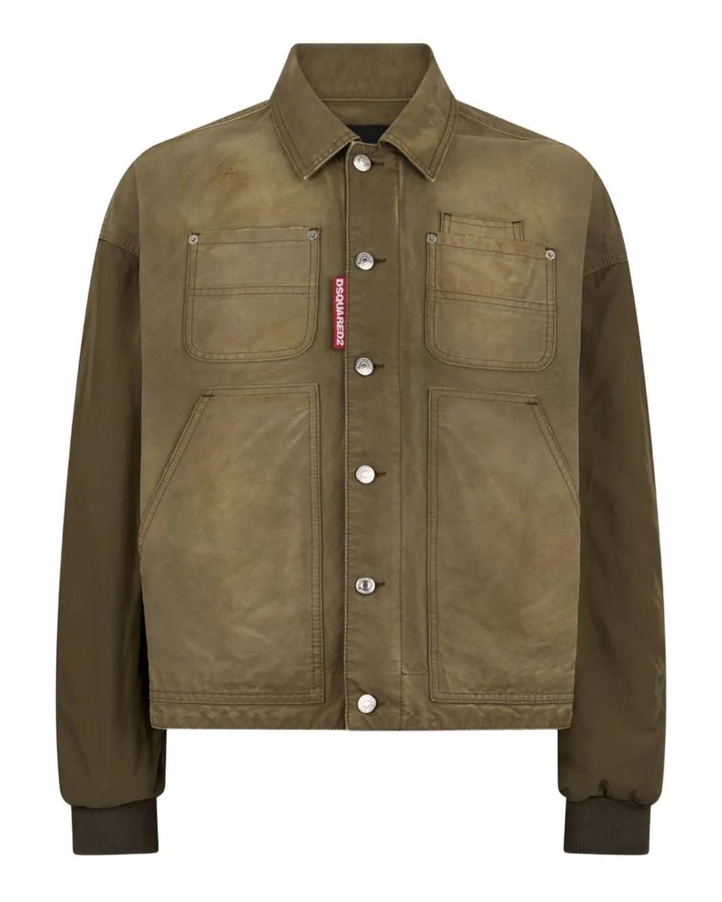 DSquared² Green Polo-Collar Long-Sleeve Jacket for men