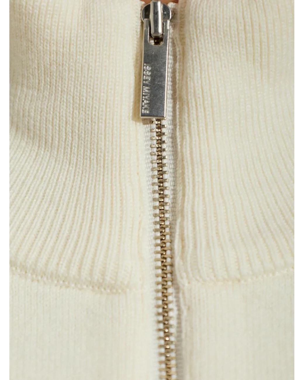 Issey Miyake White Quarter-Zip Turtleneck Sweater